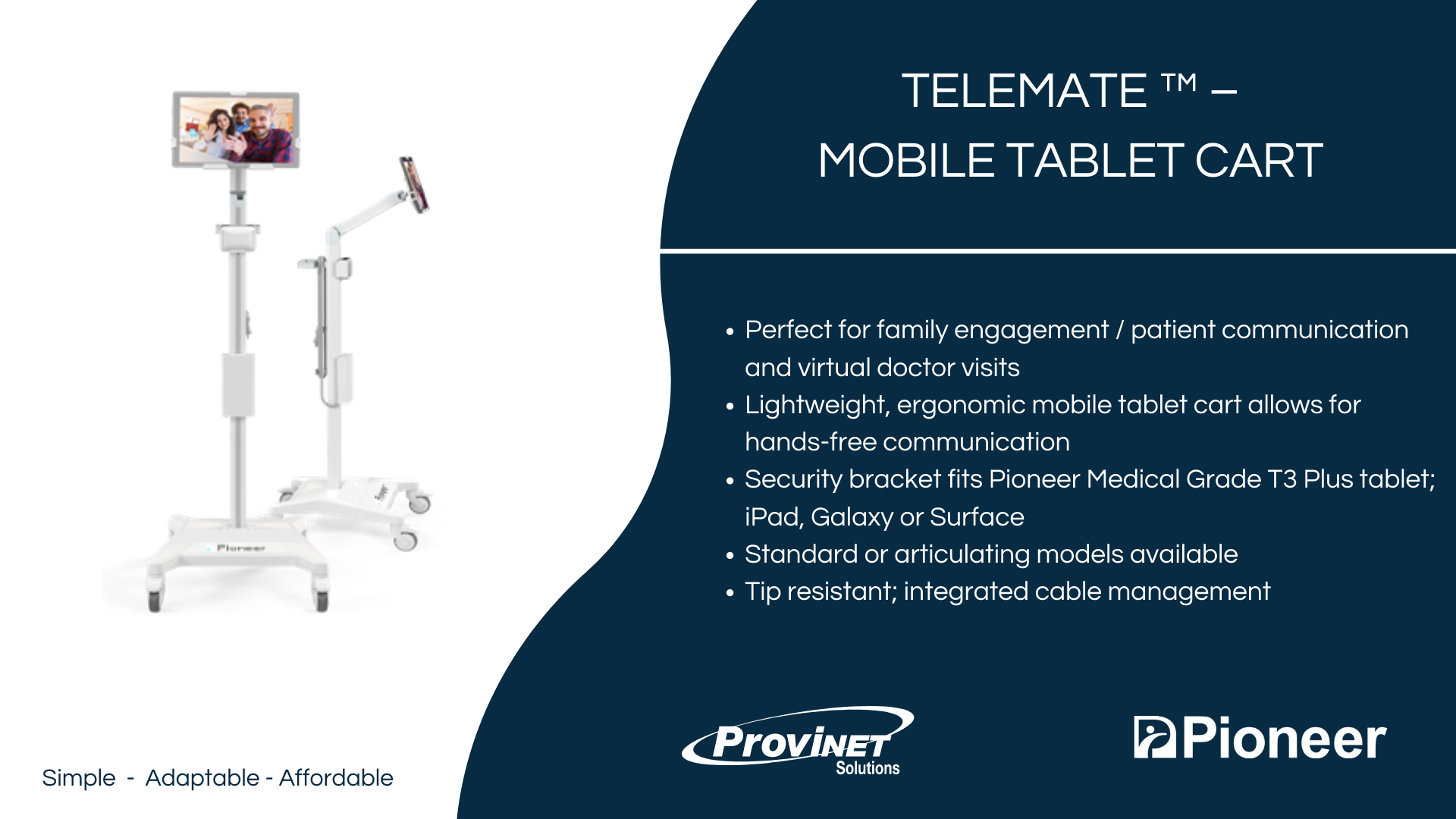 TeleMate ™ – Mobile Tablet Cart